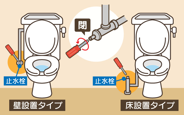 トイレの止水栓を閉める