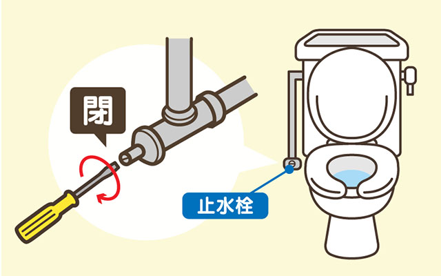トイレの止水栓を締める