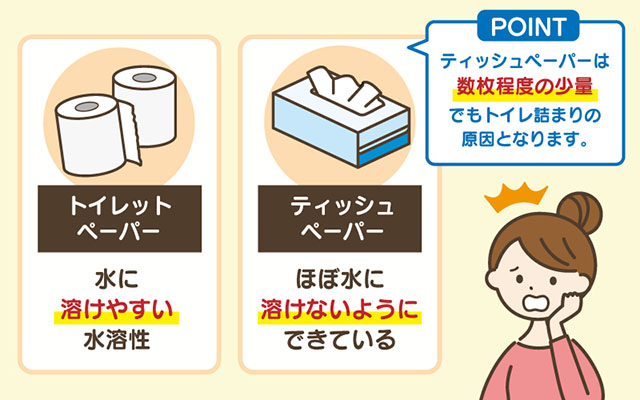 トイレにティッシュが詰まる原因は？