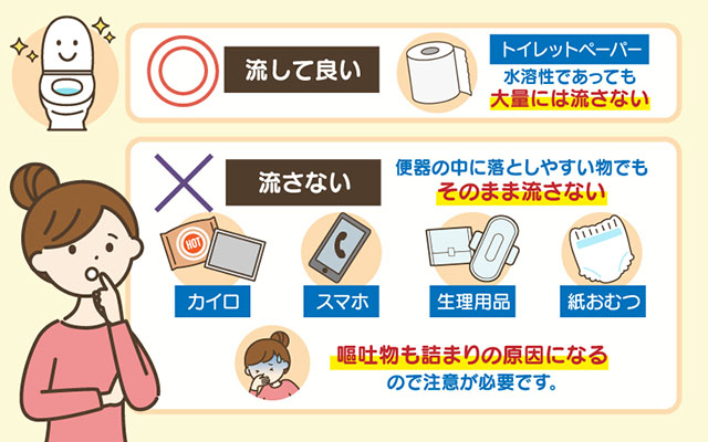 トイレに流しても良いものと流してはいけないもの
