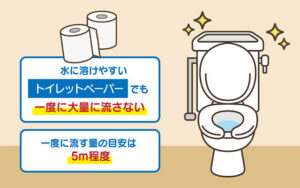 大量のトイレットペーパーを流さない