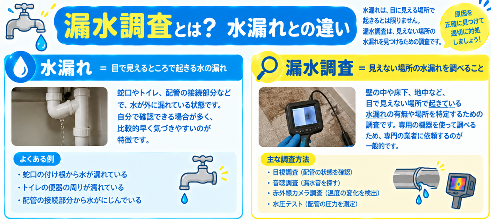 漏水調査とは？水漏れとの違い