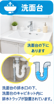 洗面台の排水トラップ