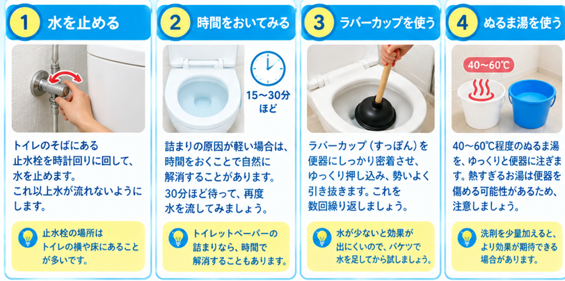 深夜でも自分でトイレ詰まりを直せる？