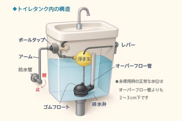 トイレタンクの基本構造と主要な部品
