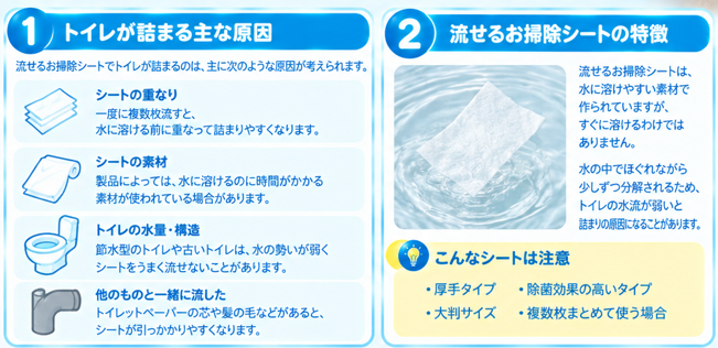 「流せる」はずのお掃除シートが詰まる3つの理由
