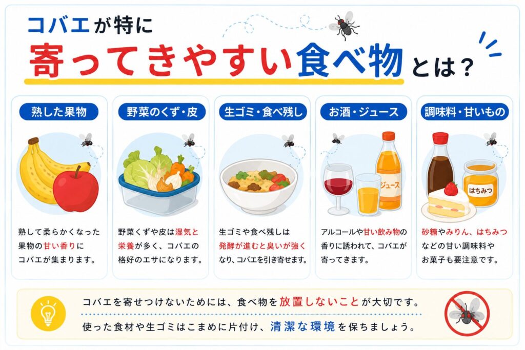 コバエが特に寄ってきやすい食べ物とは？