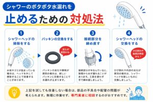 シャワーのポタポタ水漏れを止めるための対処法