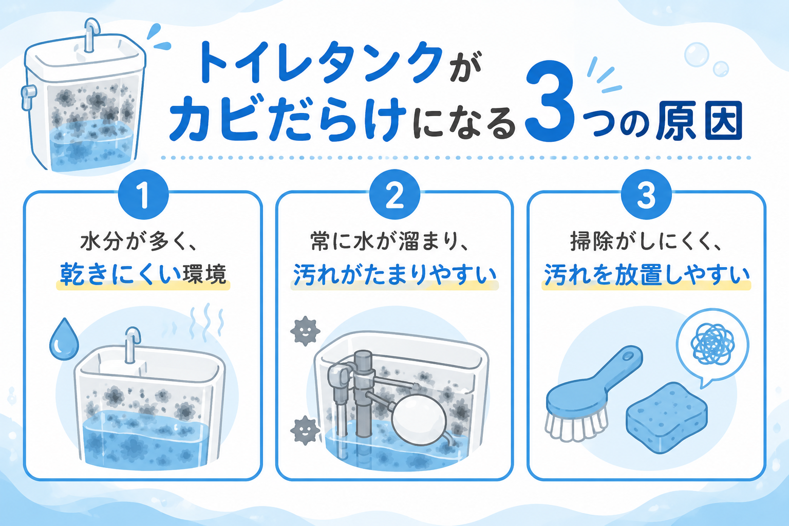 賃貸のトイレタンクがカビだらけでも慌てなくて大丈夫
