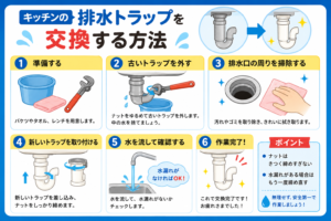 キッチンの排水トラップを交換する方法