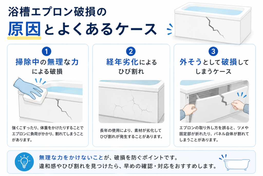 浴槽エプロン破損の原因とよくあるケース