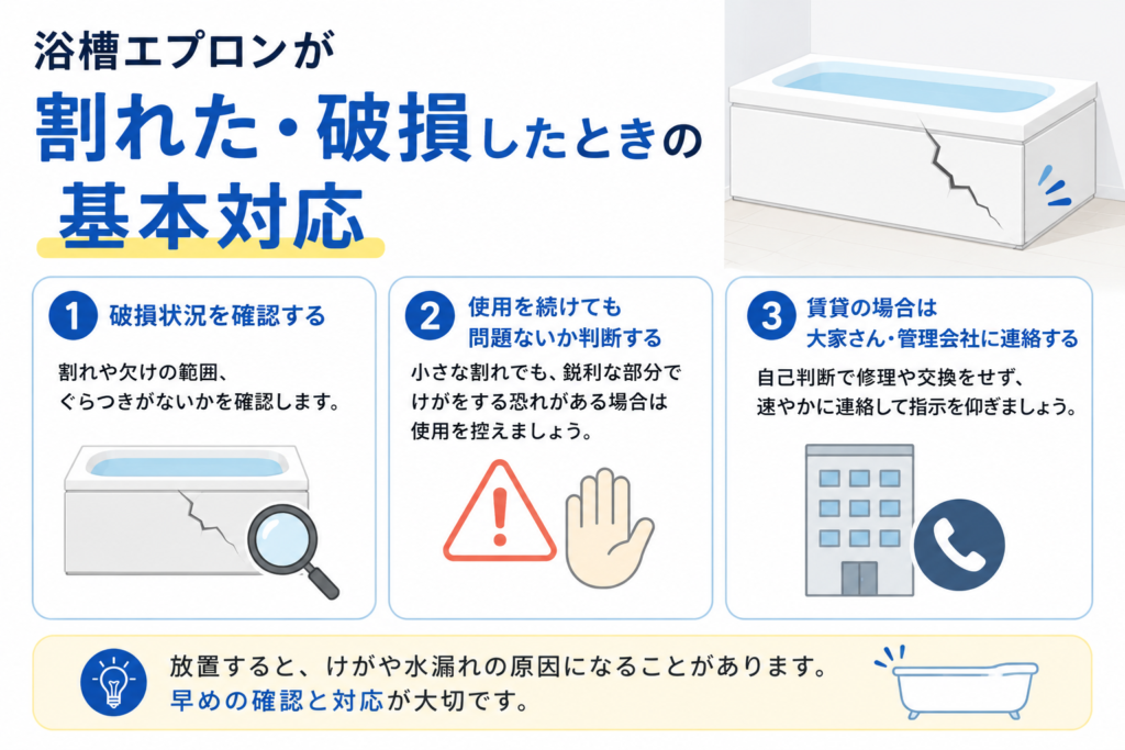 浴槽エプロンが割れた・破損したときの基本対応