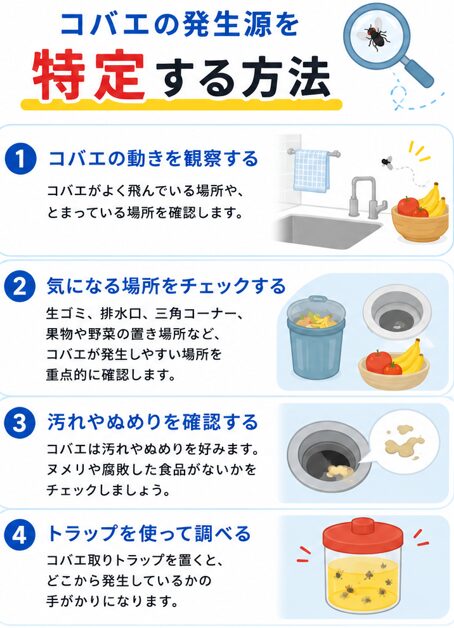 コバエの発生源を特定する方法