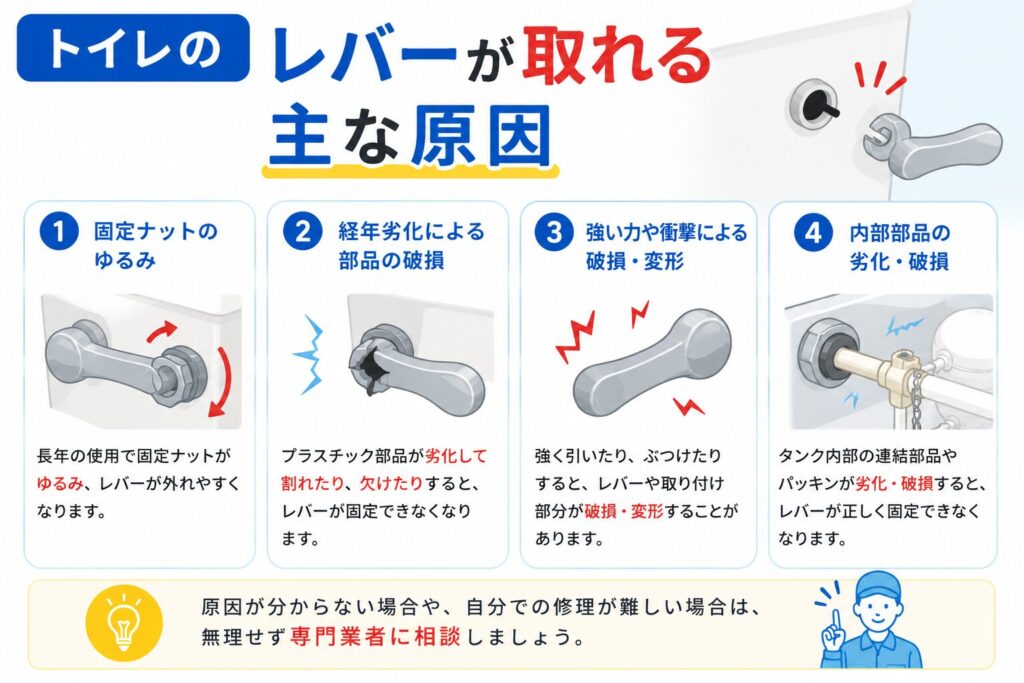 トイレのレバーが取れる原因