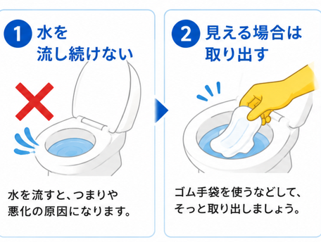 尿漏れパッドをトイレに流してしまったときの対処法