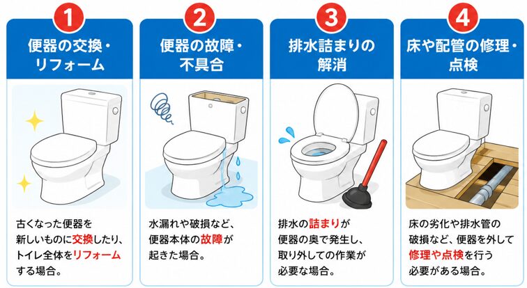 便器取り外しが必要になるケース
