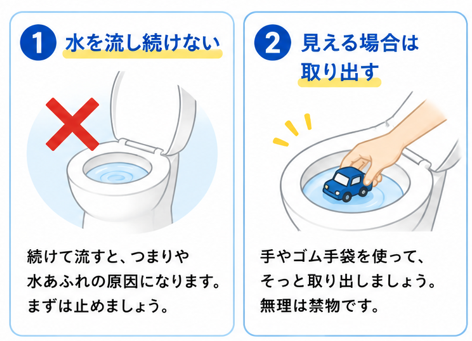 トイレにおもちゃを流したときの対処法