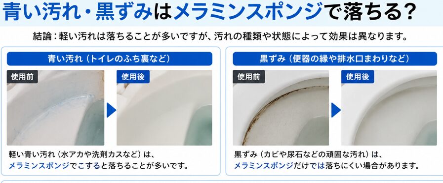 青い汚れ・黒ずみはメラミンスポンジで落ちる?