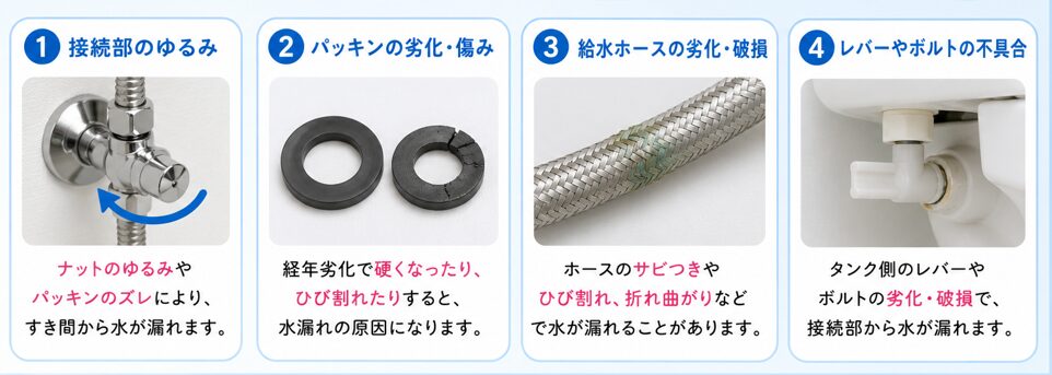 トイレの給水ホースから水漏れする原因