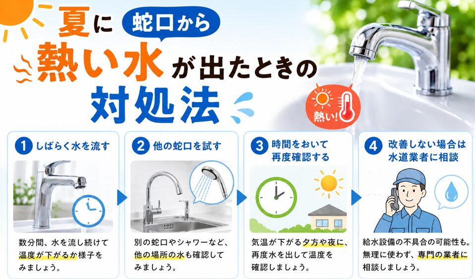夏に蛇口から熱い水が出たときの対処法