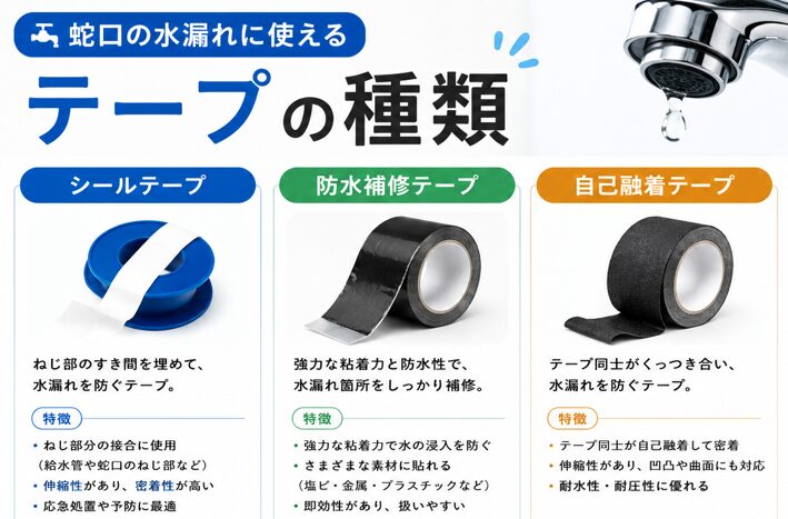 蛇口の水漏れに使えるテープの種類