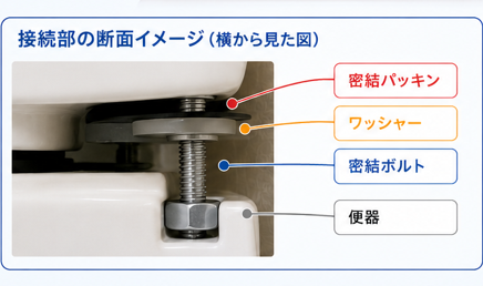 トイレタンクと便器の接続部の仕組み