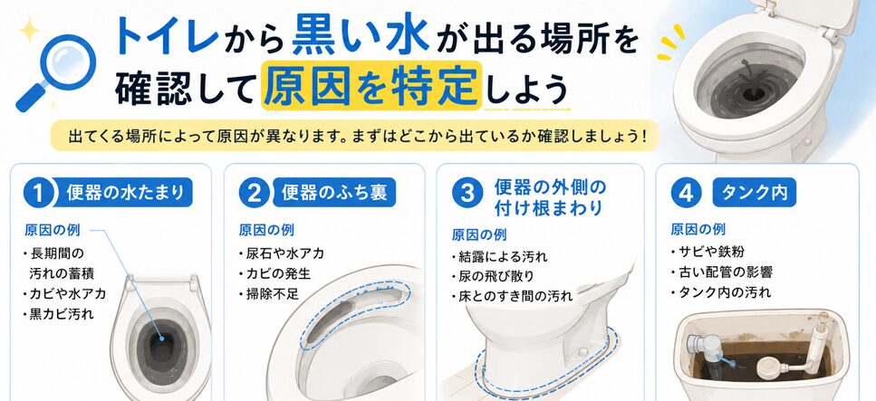 黒い水が出る場所を確認して原因を特定しよう