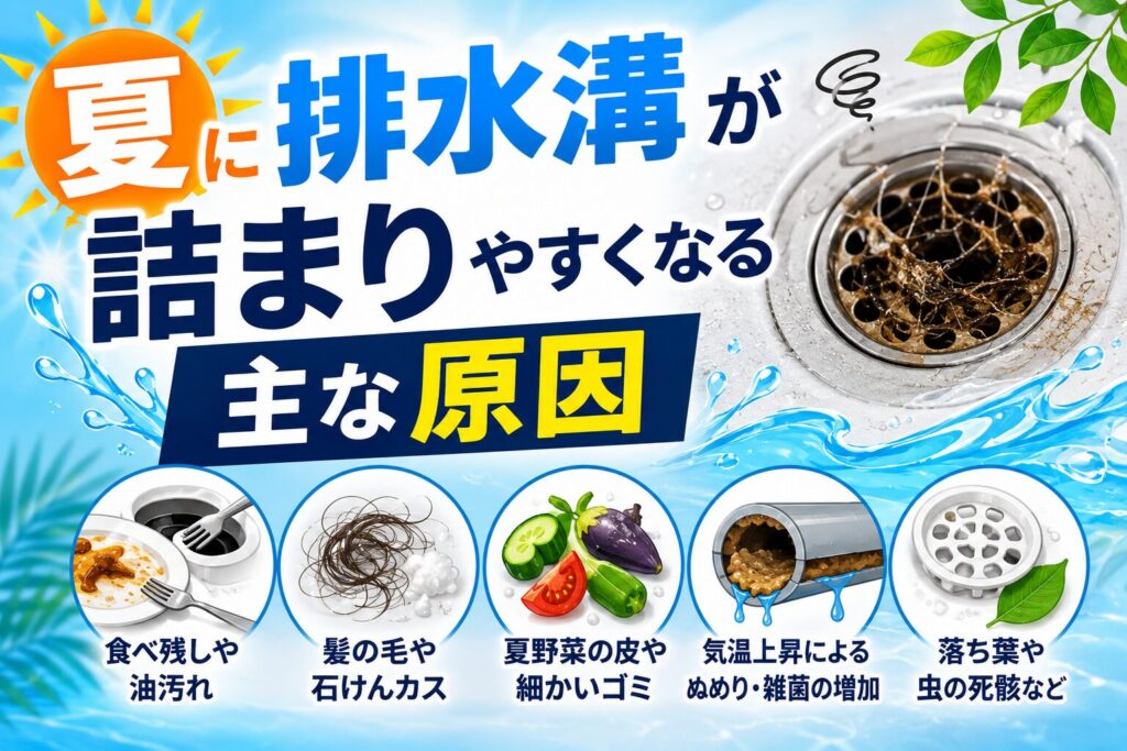 夏に排水溝が詰まりやすくなる主な原因