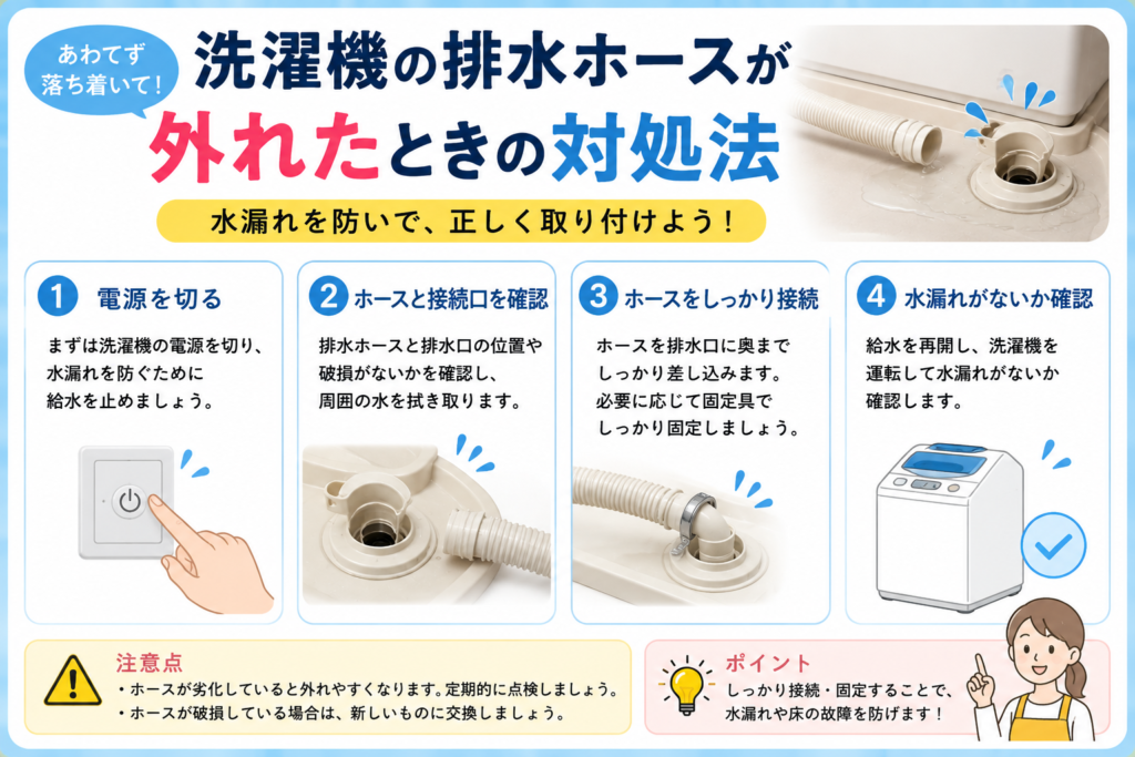 洗濯機の排水ホースが外れたときの対処法
