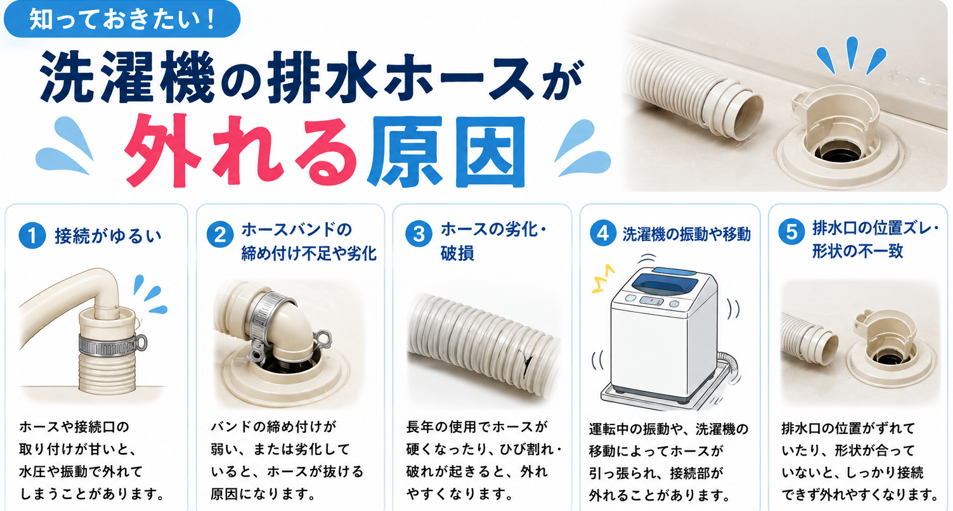 洗濯機の排水ホースが外れる原因